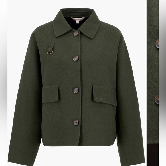 Barbour Leonie Wool Blend Overshirt Olive Green Jacket 8 - Picture 4 of 13